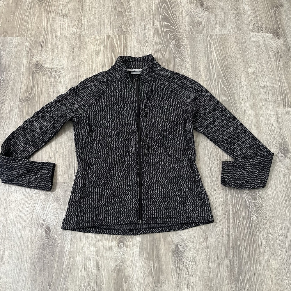 Athleta Heartbeat Hope Full Zip Women's Jacket Athletic Herringbone‎ Print Sz L